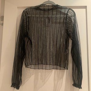 Black Mesh Long Sleeve Top